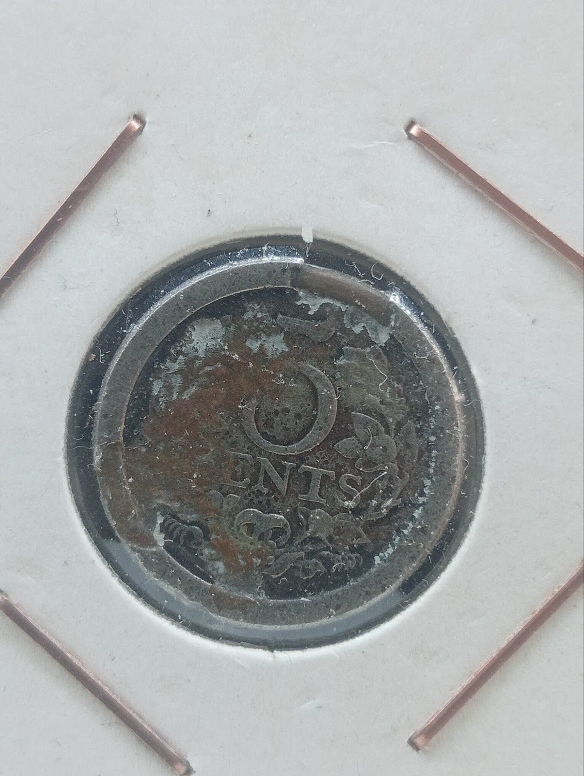 5 cent 1909 randschade, Ophalen of Verzenden, Koningin Wilhelmina, 5 cent, Losse munt