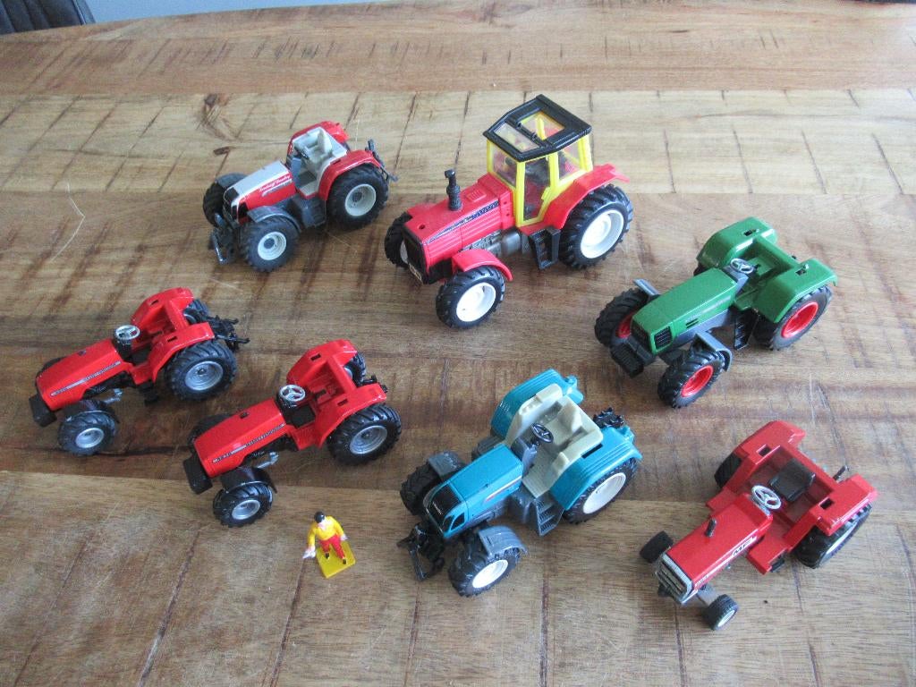 7 Siku Tractor trekker Fendt Massey Ferguson MF Farmer ijzer, Hobby en Vrije tijd, Modelauto's | Overige schalen, Gebruikt, Tractor of Landbouw