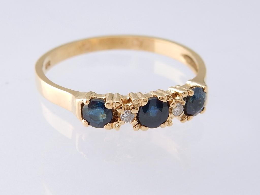 18 karaat Gouden Alliance Ring Damesring Diamanten Saffieren, Jw, Verzenden, Nieuw, 17 tot 18
