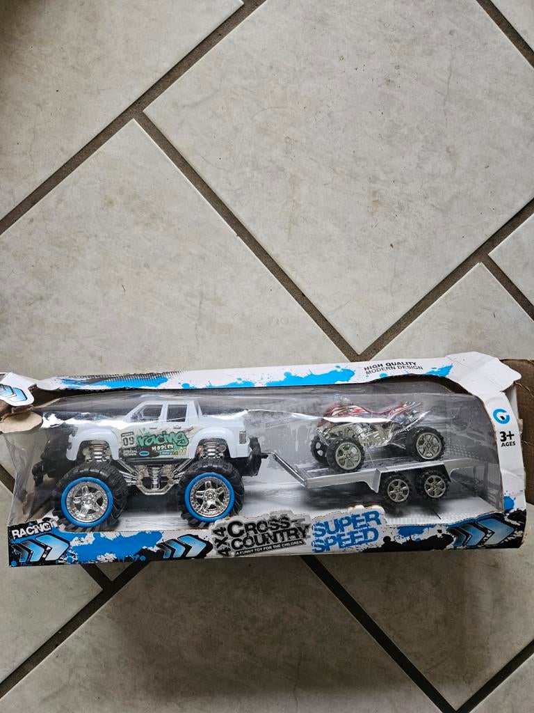 Nieuwe 4x4 met aanhanger en quad speelgoedset, Ophalen of Verzenden, Nieuw