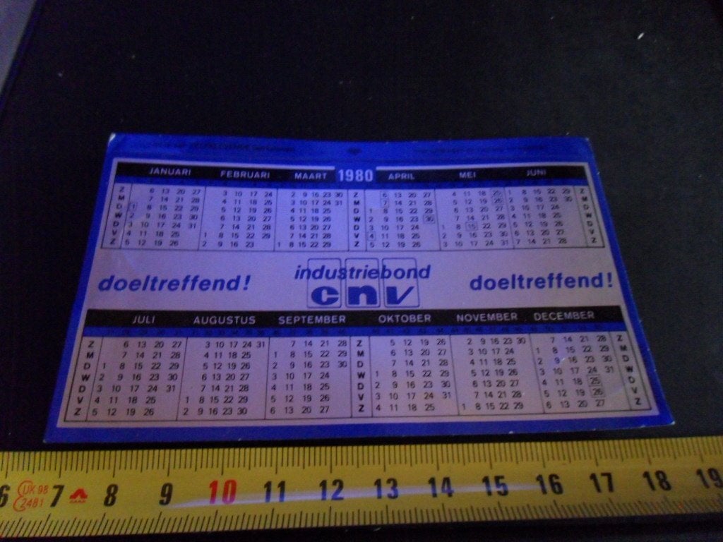 sticker Kalender 1980 Industriebond CNV, Ophalen, Zo goed als nieuw