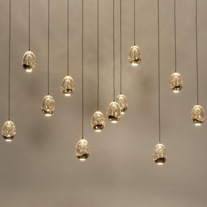 led grote ei hanglamp 140cm ovaal eethoek tafel eethoek lamp, Ophalen of Verzenden, Nieuw, Glas