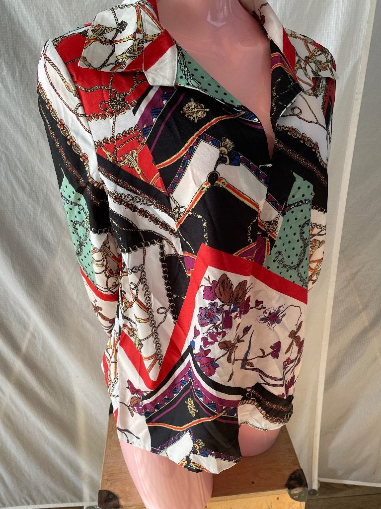 Kleurrijke blouse, maat L met lange mouwen. Nieuw!, Ophalen of Verzenden, Nieuw, Maat 42/44 (L), Meerkleurig