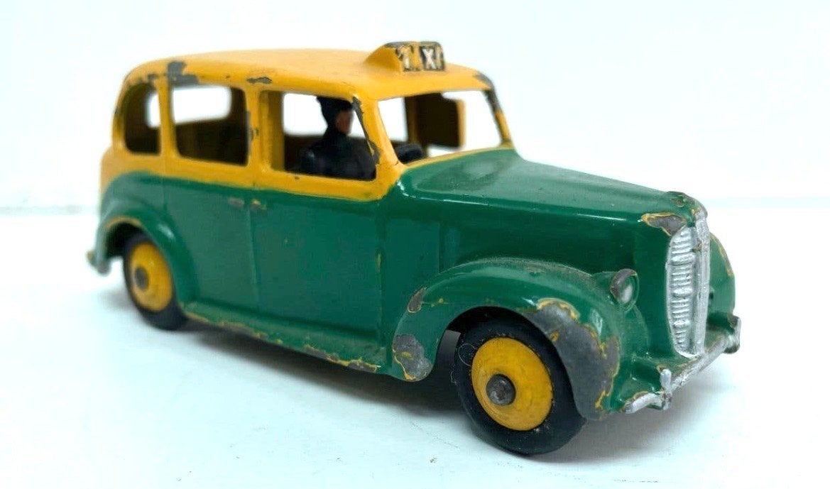 Vintage Dinky Toys Austin Taxi 254 - Groen/Geel, Antiek en Kunst, Antiek | Speelgoed, Ophalen of Verzenden