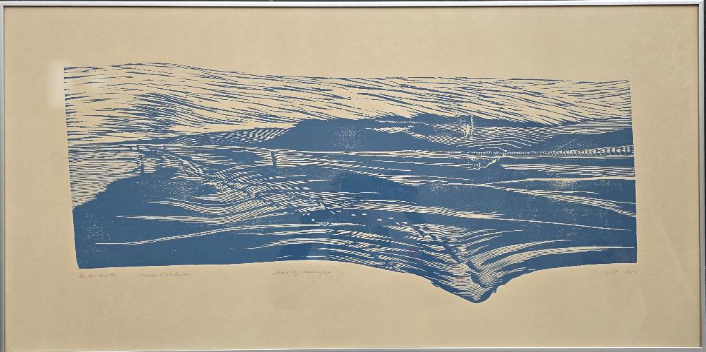 Günther Borst, houtsnede 'Strand bij Scheveningen', 1983, Ophalen