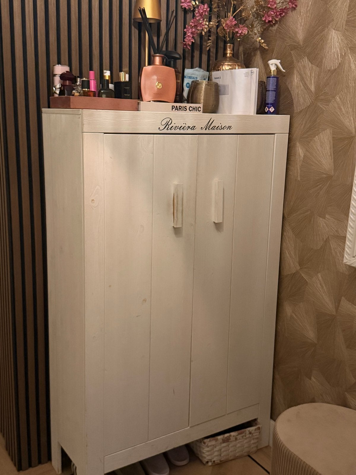 Witte Kast Riviera Maison Stijl - 140x84x35 cm, Ophalen, Gebruikt