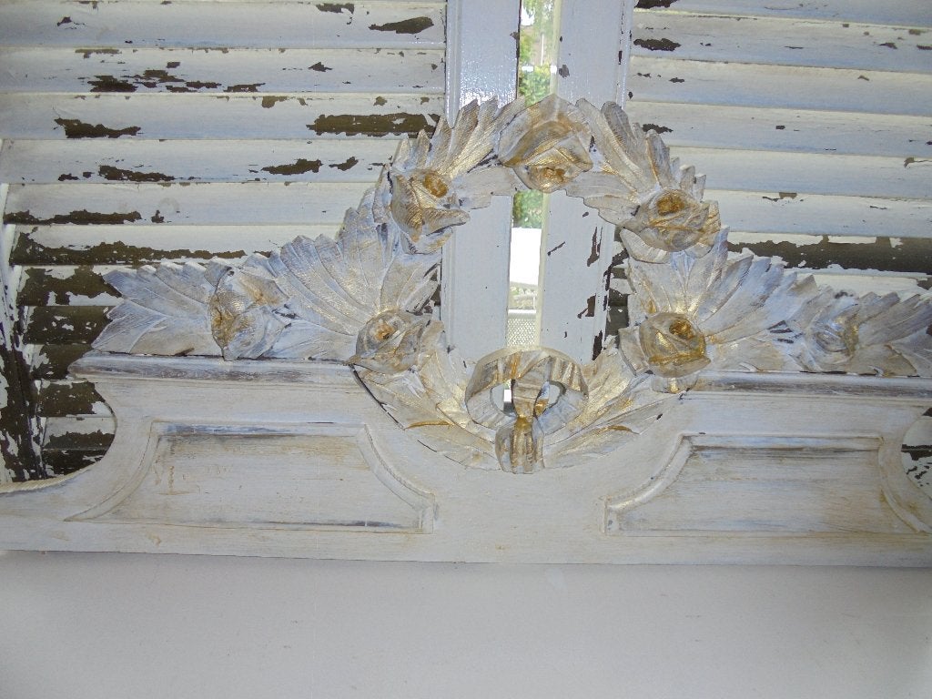 Antiek ornament met bloemenkrans in wit/goud, Antiek en Kunst, Ophalen of Verzenden