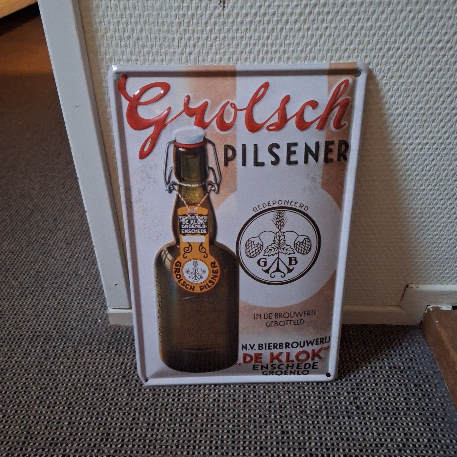 Grolsch bord, Ophalen of Verzenden, Gebruikt, Reclamebord, Plaat of Schild, Grolsch