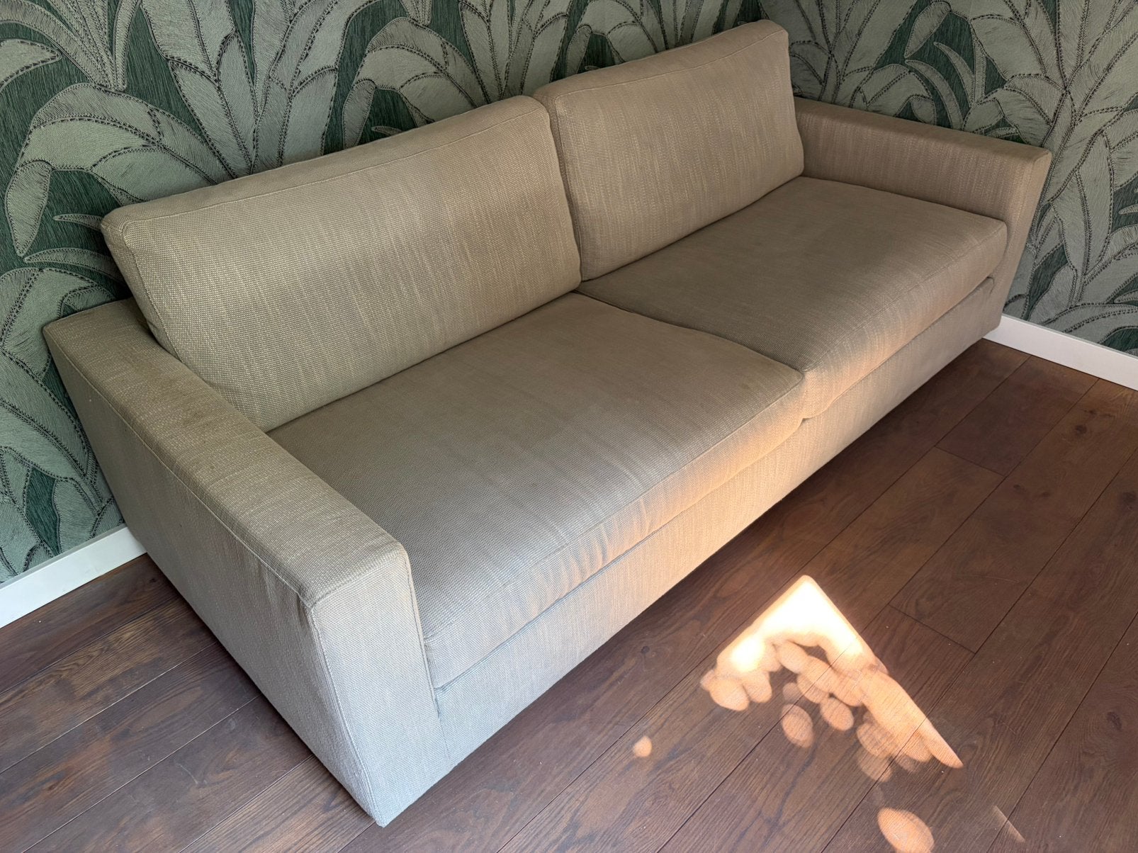 Linteloo 3 zitsbank fabio 230cm verona zilvergroen, Ophalen, Driepersoons, 75 tot 100 cm, Zo goed als nieuw