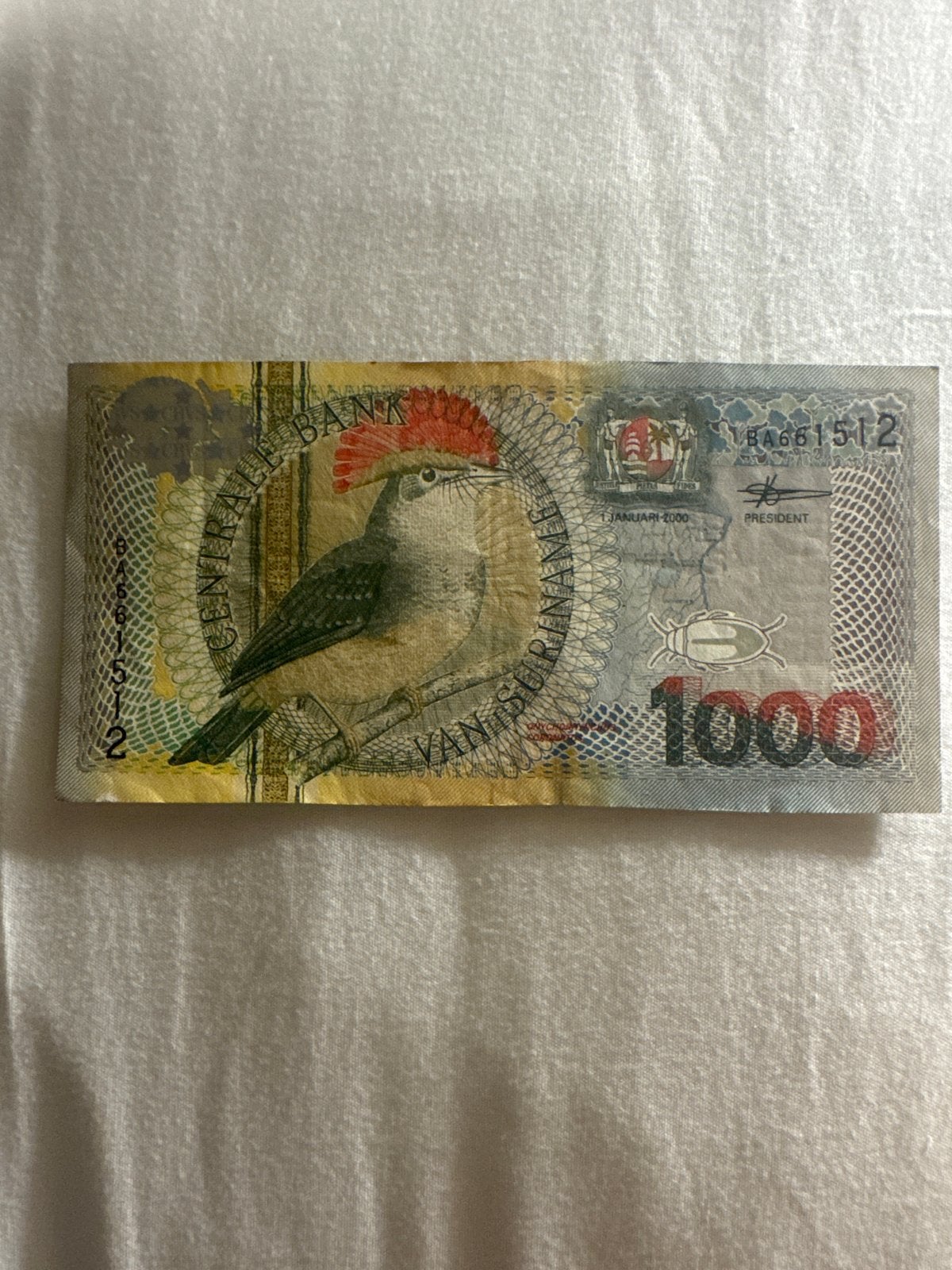 Suriname 1000 gulden biljet jaar 2000, Ophalen of Verzenden, Zuid-Amerika, Los biljet