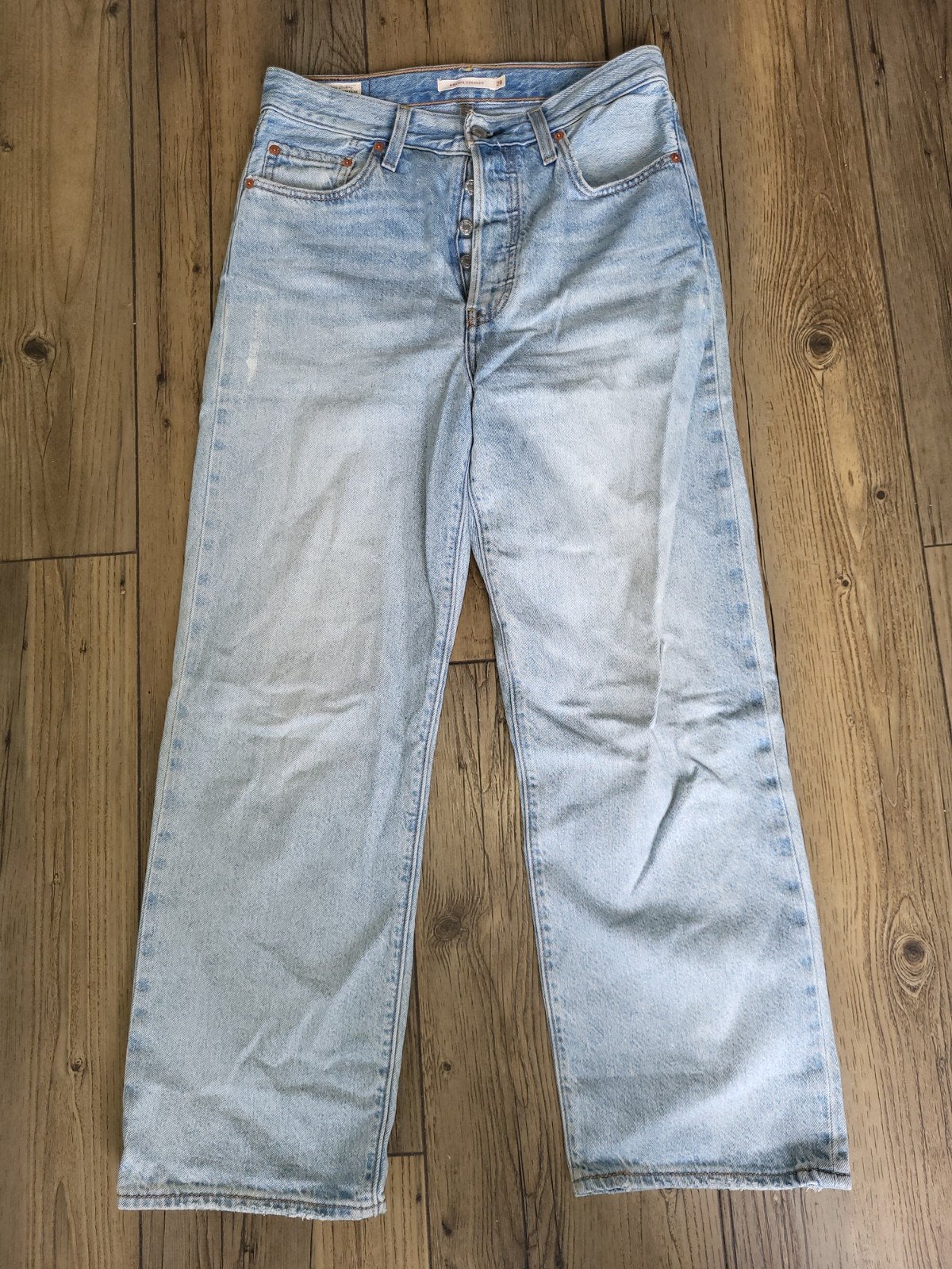 Levi's Ribcage Straight Jeans - W28, Ophalen of Verzenden, Zo goed als nieuw, Blauw, W28 - W29 (confectie 36)
