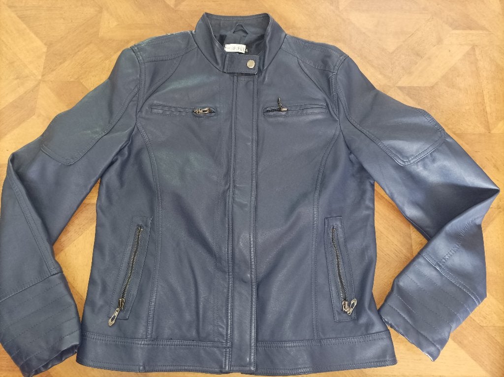 rue Spirit imitatieleer Jas blauw maat 40, Ophalen of Verzenden, Zo goed als nieuw, Maat 38/40 (M), Blauw
