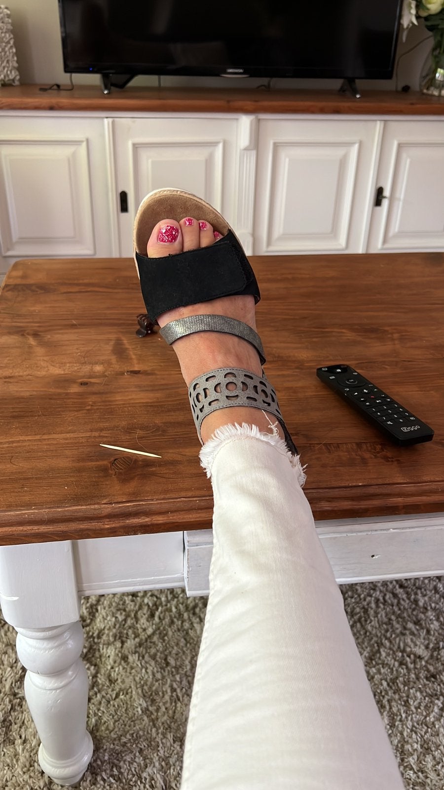 Zgst Zwart/grijze rieker sandalen, 39, Ophalen of Verzenden, Zo goed als nieuw, Zwart, Sandalen of Muiltjes