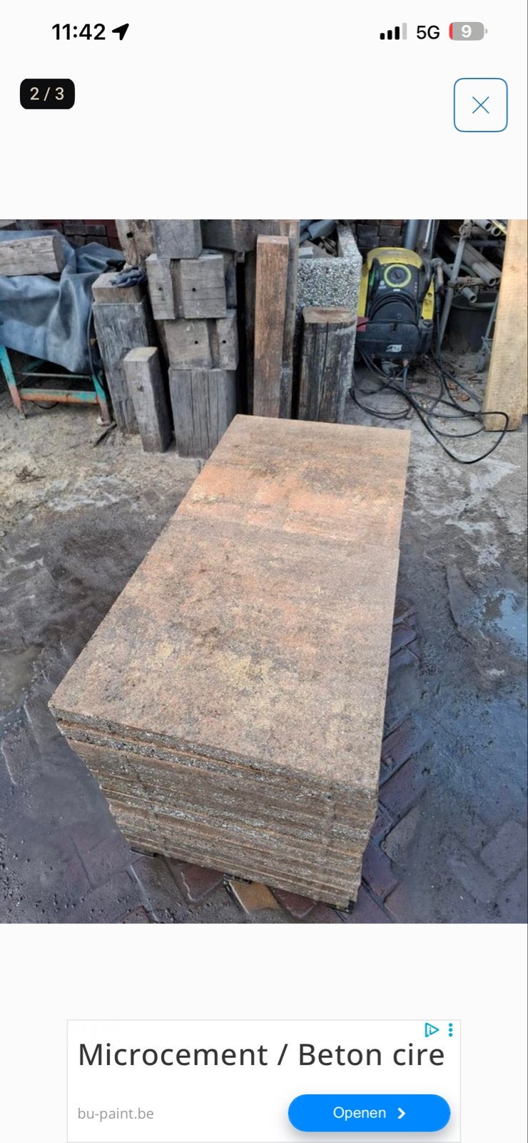 Betonnen terrastegels - Gebruikt, Tuin en Terras, Tegels en Klinkers, Ophalen, Gebruikt, 10 m² of meer, Beton