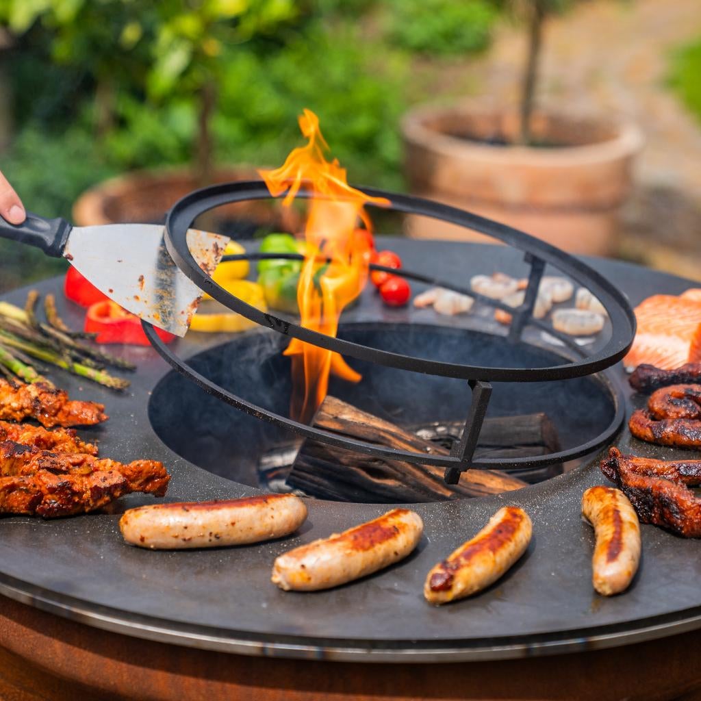 BBQ Plancha Hermano XL 80 Cortenstaal met houtopslag NW, Tuin en Terras, Houtskoolbarbecues, Ophalen of Verzenden, Nieuw, RJRoyal Living