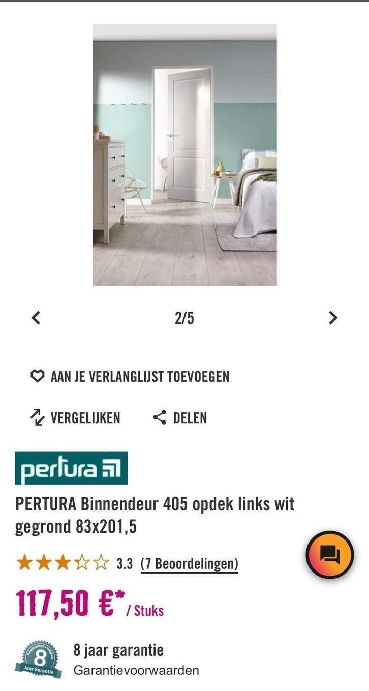 Nieuwe opdek binnendeur, wit / rechtsdraaiend, Ophalen, 80 tot 100 cm, Binnendeur, Nieuw