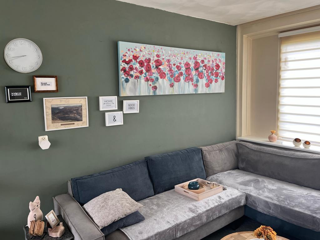 Schilderij met bloemen, Antiek en Kunst, Kunst | Schilderijen | Modern, Ophalen