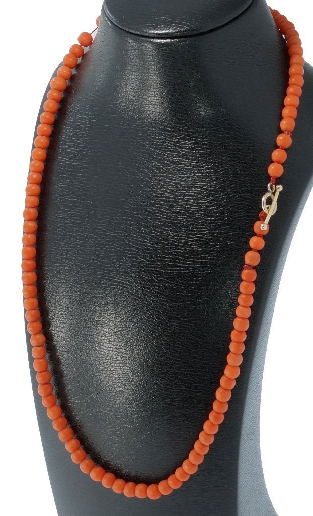 Sale Bloedkoraal antieke ketting 14k slot goud kapittel dame, Ophalen of Verzenden, Goud, Ketting, Met edelsteen