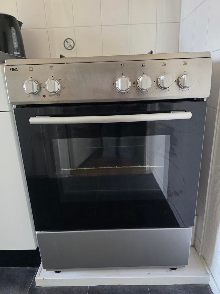 Etna EFG669VRVS SS Gasfornuis met Oven - Gebruikt, Witgoed en Apparatuur, Fornuizen, Gebruikt, Gas, Vrijstaand, 85 tot 90 cm