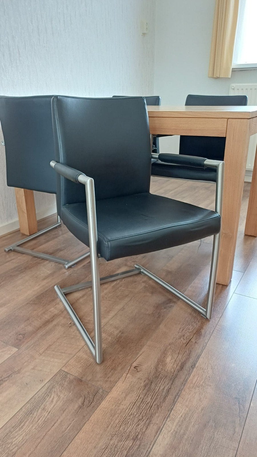 Eettafel Stoelen, Huis en Inrichting, Gebruikt, Zwart, Vier, Leer