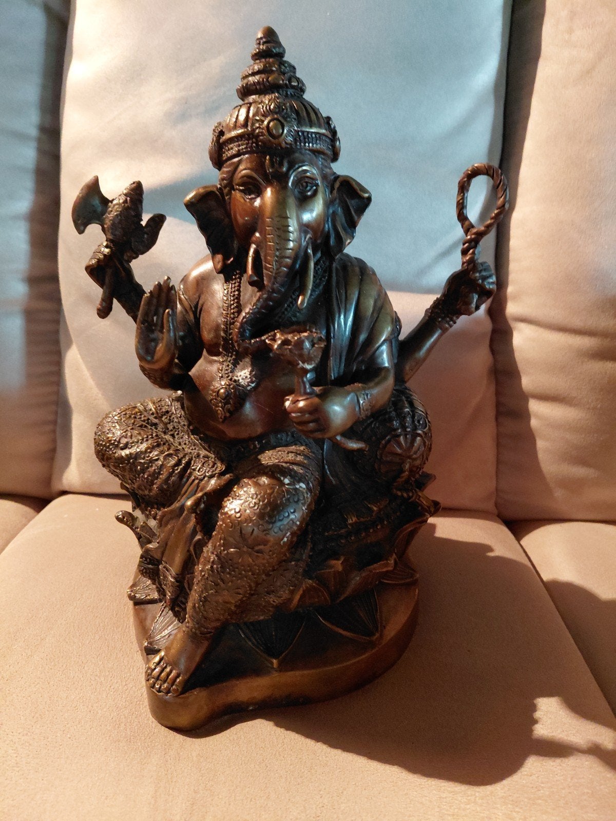 Gedetailleerd Ganesha Beeld - Brons, Ophalen of Verzenden, Handgemaakt, 20 - 50 cm, Beeld