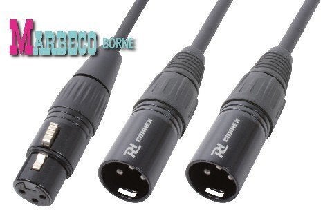 XLR splitter, XLR kabel, 1x female, 2x male, Y-splitter, Power Dynamics, Info@marbeco.nl, Apparatuur, Ophalen of Verzenden