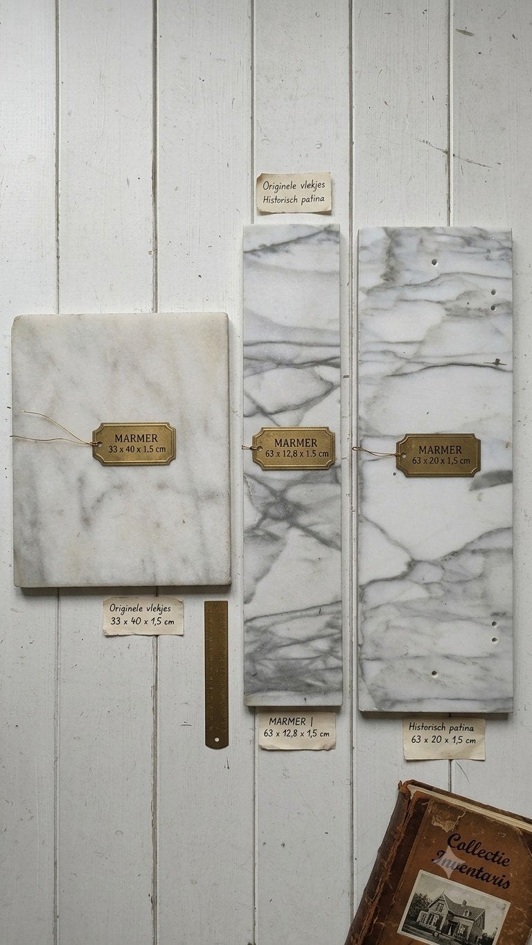 3 Marmeren Platen/ planchet – Prachtig Wit/Grijs, Doe-het-zelf en Verbouw, Ophalen of Verzenden