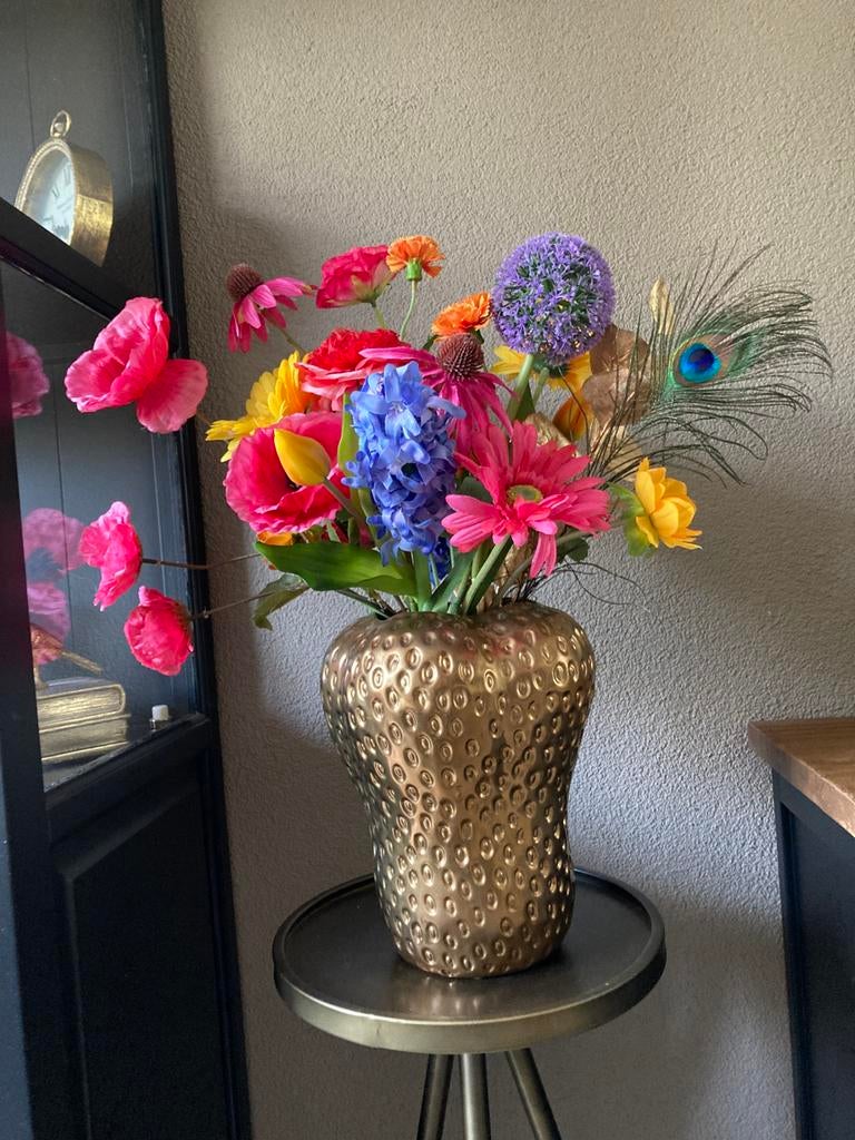 Vaas Aardbei met Zijden bloemen Set Compleet, Ophalen of Verzenden, Nieuw