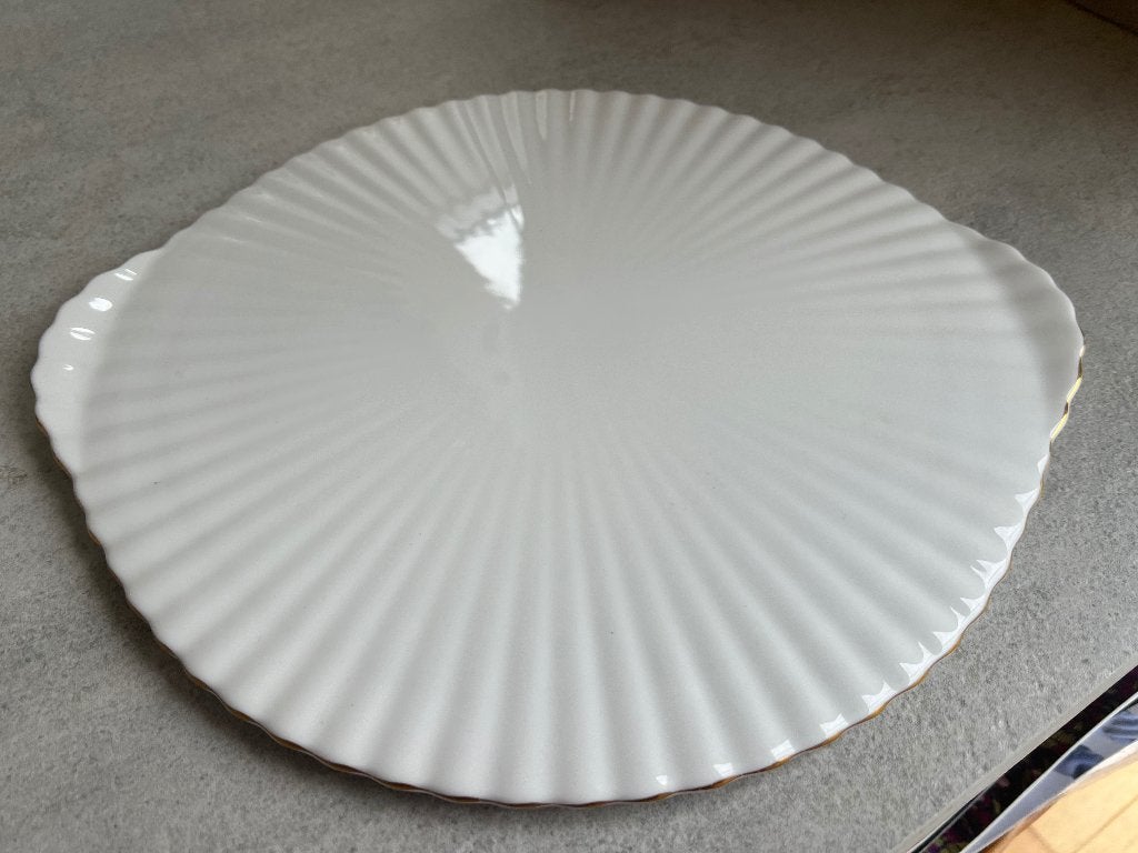Servies: Royal Albert Val d’Or taartschaal en gebaksbordjes, Ophalen, Zo goed als nieuw, Bord(en), Overige stijlen