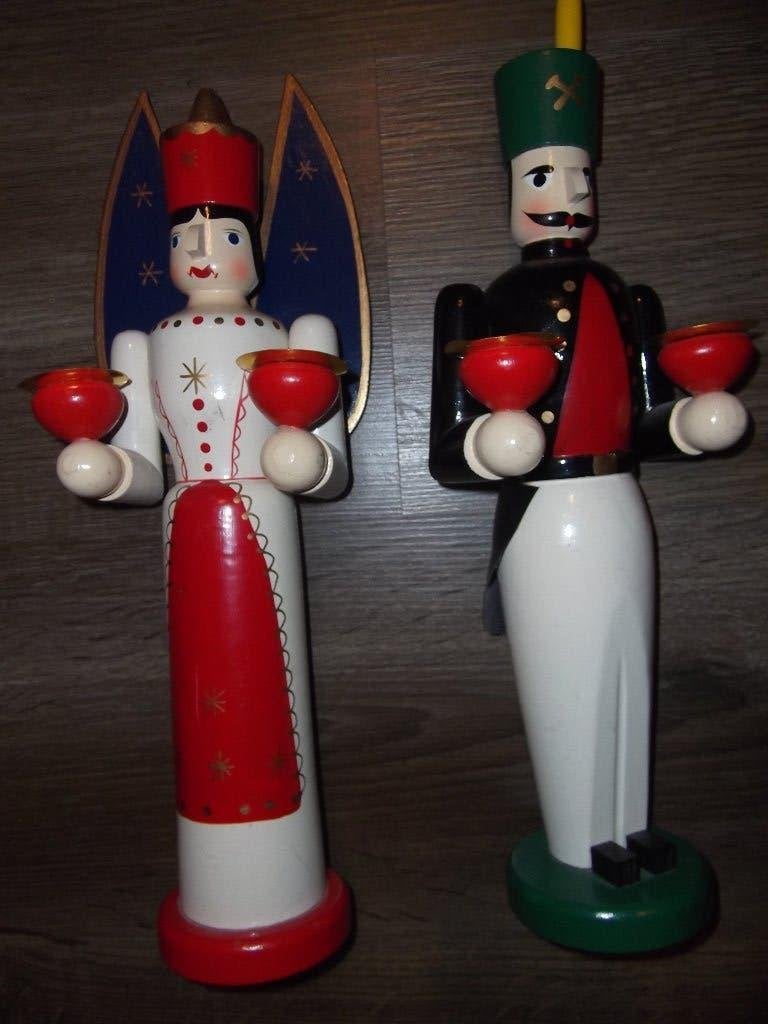 *Vintage kandelaar engel en mijnwerker Ertsgebergte*, Ophalen of Verzenden, Zo goed als nieuw