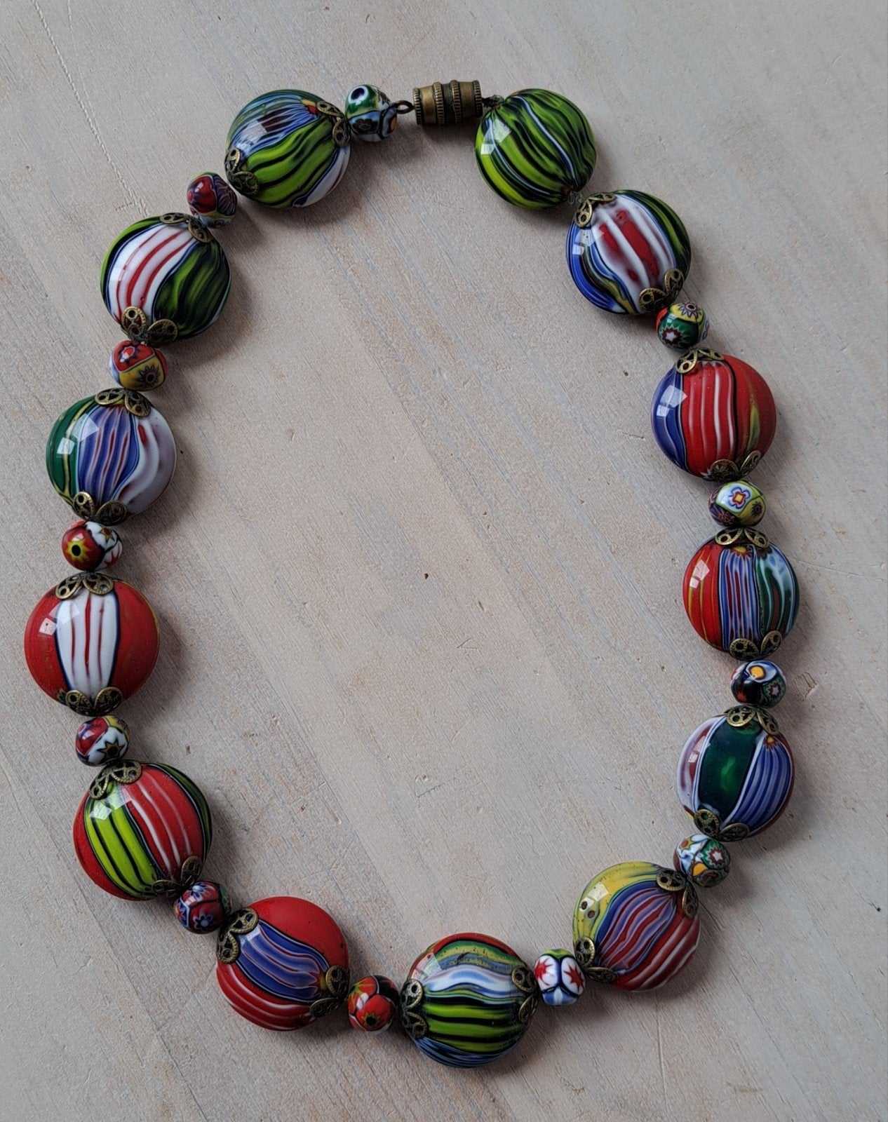 Prachtige Vintage Murano Millefiori Glaskralen Ketting, Sieraden, Tassen en Uiterlijk, Ophalen of Verzenden
