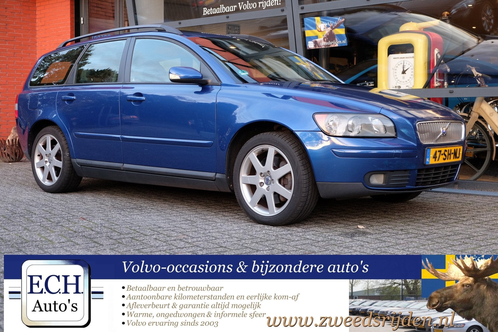 Volvo V50 2.5 T5 AWD Momentum, Schuifdak, 17inch (bj 2006), Gebruikt, Blauw, 2521 cc, Handgeschakeld
