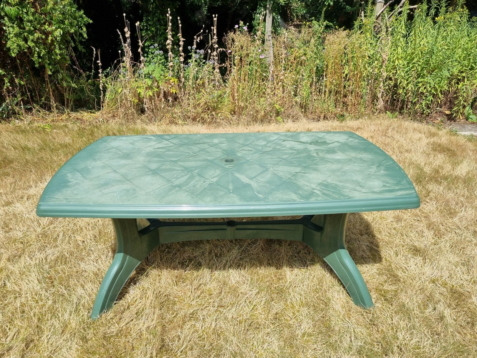 Groene kunststof tuintafel, rechthoekig, gebruikt, Ophalen, Gebruikt, Rechthoekig, Kunststof