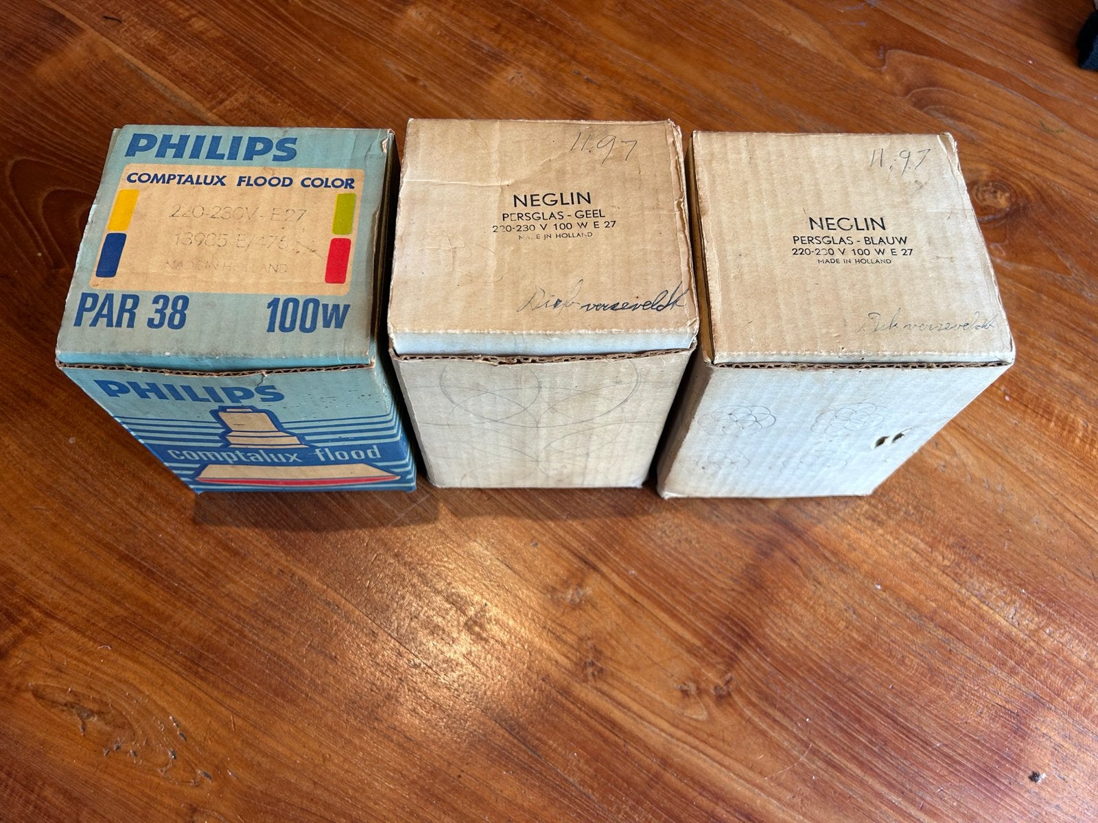 Vintage Philips en Neglin Kleur Floodlampen (3 stuks), Ophalen of Verzenden