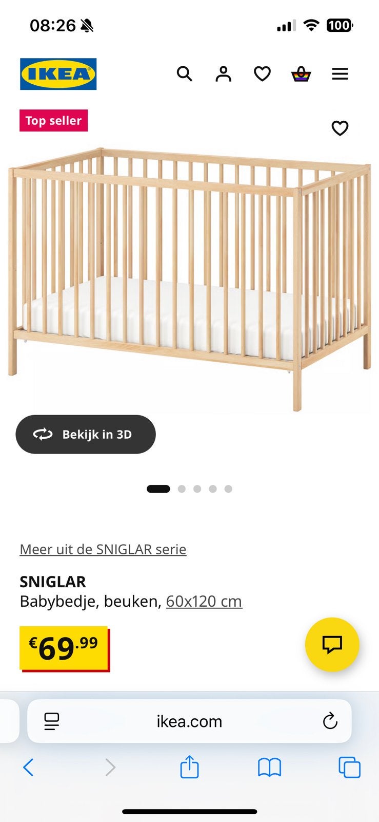 Singlar ledikant, Ophalen, Zo goed als nieuw, Minder dan 140 cm, Minder dan 70 cm