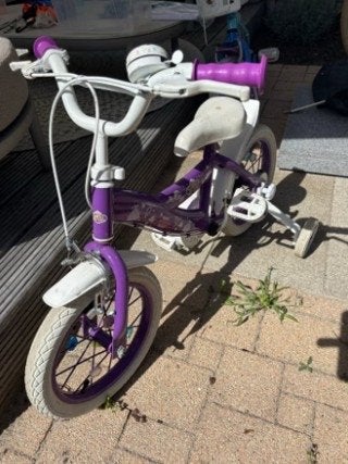 Kinderfiets 16 inch met zijwieltjes - Paars, Zijwieltjes, Velgrem, Ophalen of Verzenden, 16 tot 20 inch