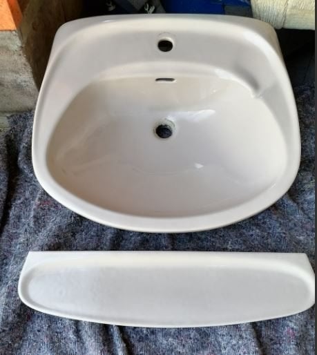 vintage wastafel lavabo Ideal met aflegbord 70er, Ophalen, Zo goed als nieuw, Steen, Wastafel