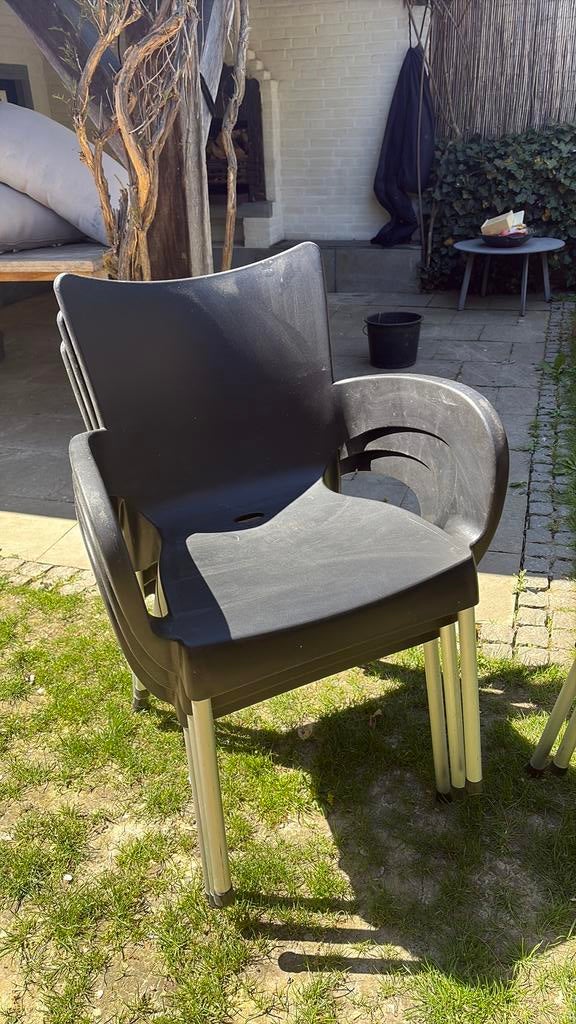 Kunststof tuinstoelen zwart, Ophalen of Verzenden, Gebruikt, Kunststof