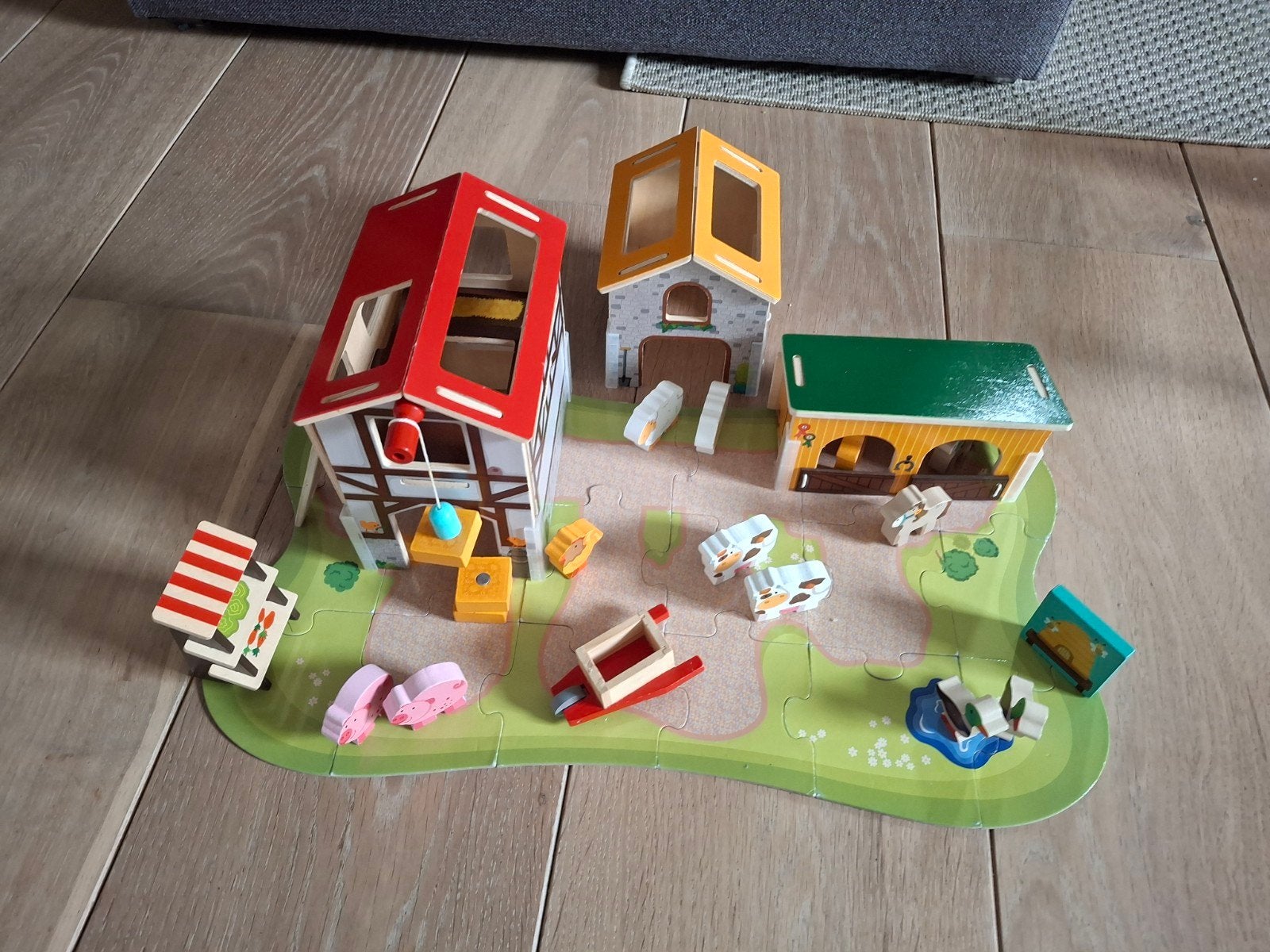 Houten boerderij speelset met dieren en gebouwen, Kinderen en Baby's, Speelgoed | Houten speelgoed, Ophalen