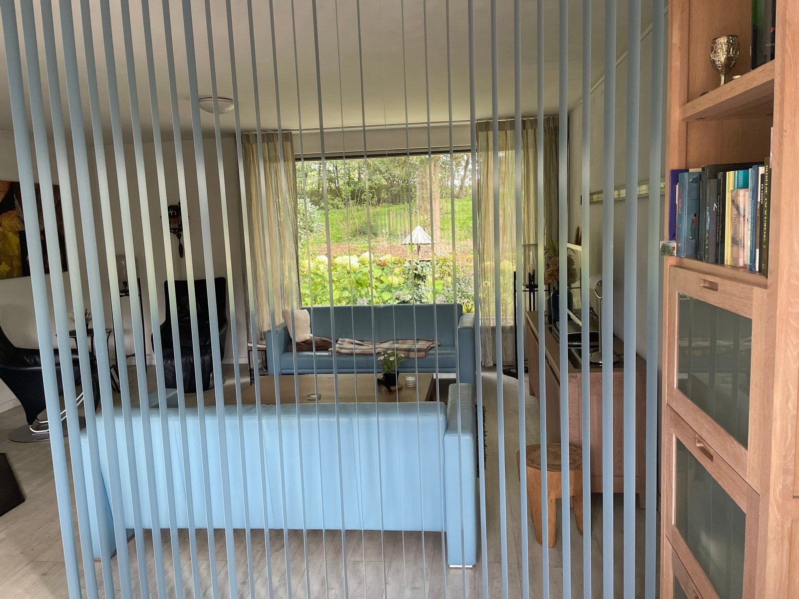 PVC Lamellen Scheidingswand - 2.50m hoog x 3.85m breed, Gebruikt, Blauw, Lamellen, 385 cm