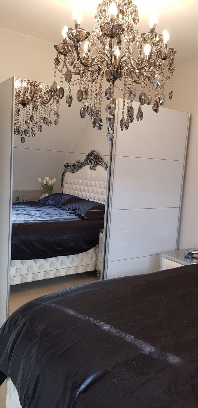 Luxe grote kledingkast /linnenkast met 2 glazen schuifdeuren, Ophalen, 50 tot 75 cm, 200 cm of meer, 200 cm of meer