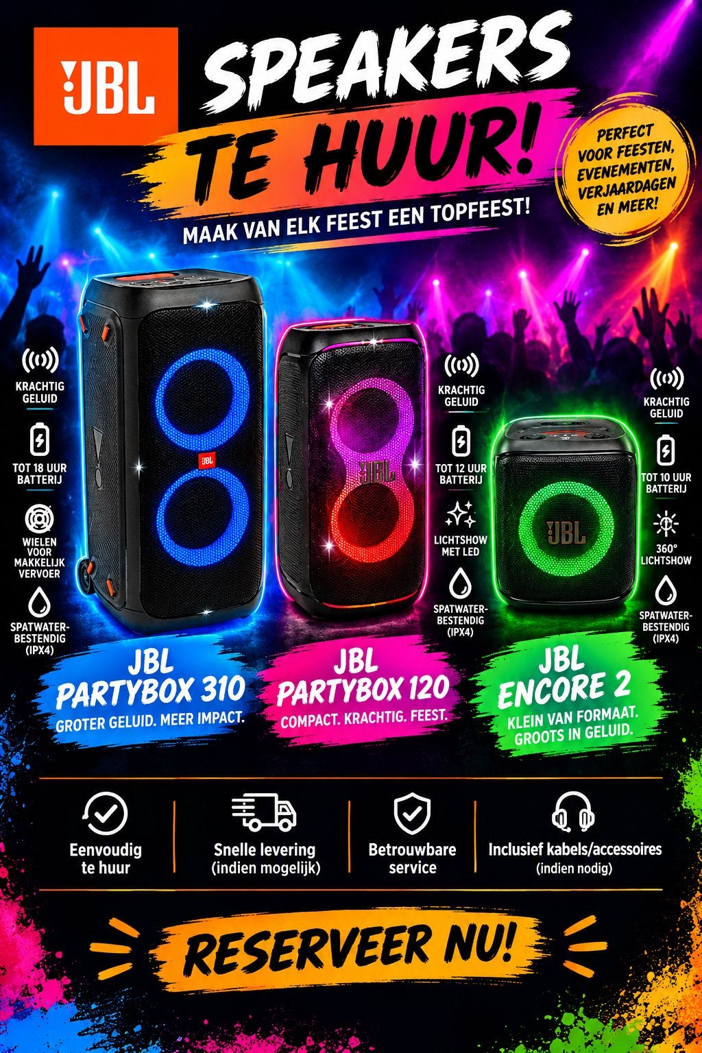 JBL partyboxen te huur, Eén persoon