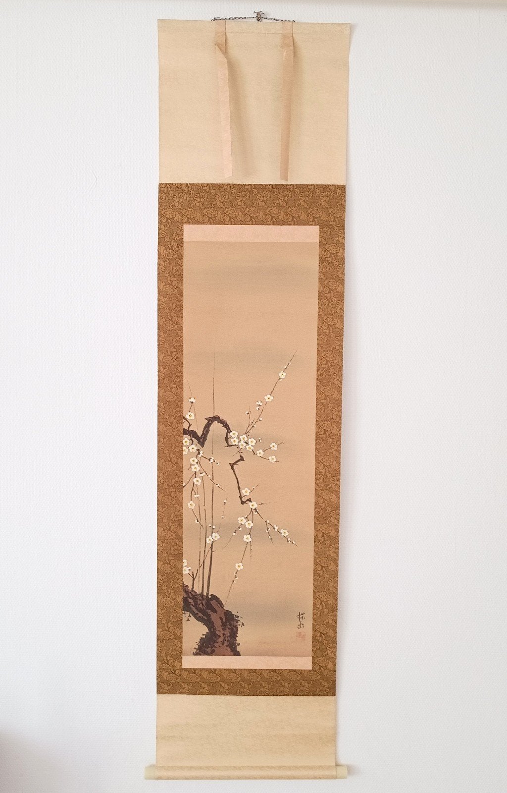 Japanse scroll rolschildering pruimenbloesem, Ophalen of Verzenden