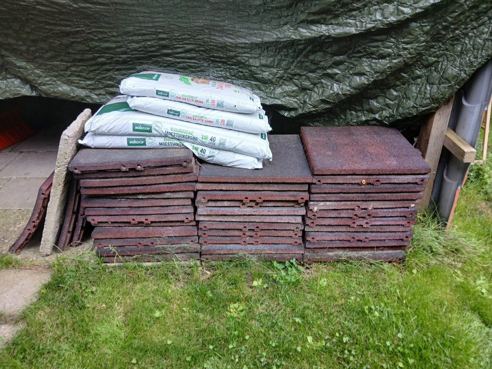 Gebruikte rubberen terrastegels, Ophalen, Gebruikt, Rubber, 10 m² of meer