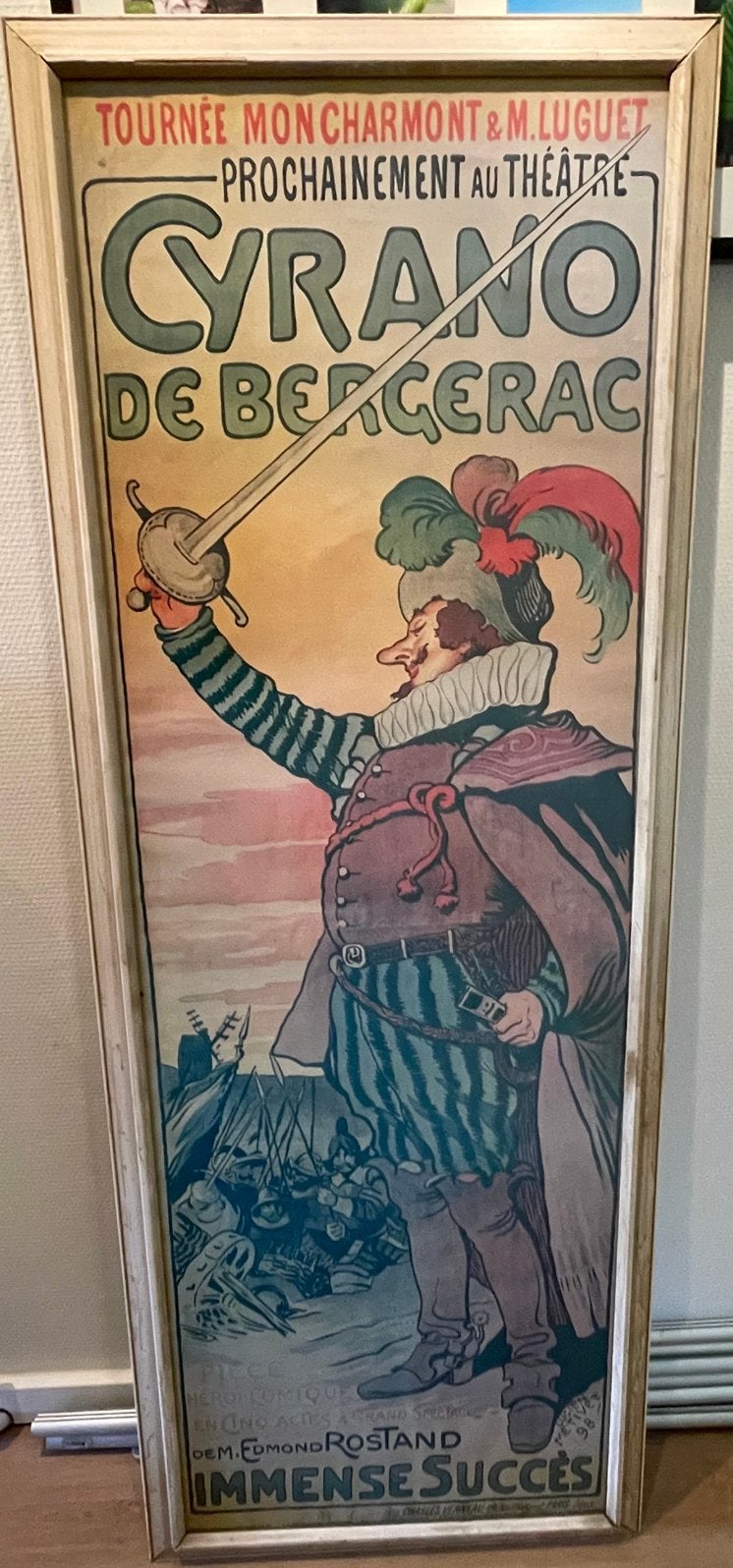 Poster Cyrano De Bergerac Achter Glas, Charles Verneau, Ophalen, Gebruikt, Rechthoekig Staand, Met lijst