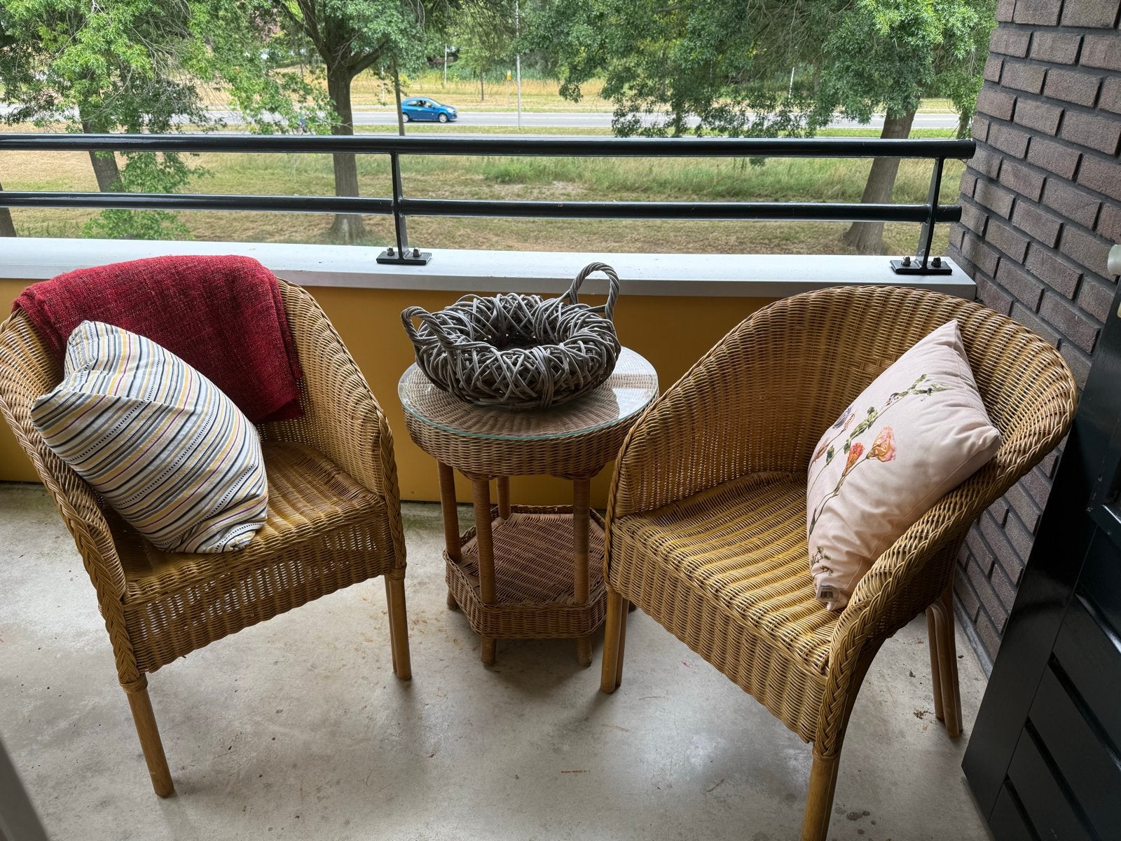 Set van 2 rotan stoelen met bijzettafel, Ophalen, Gebruikt, Twee, Overige kleuren