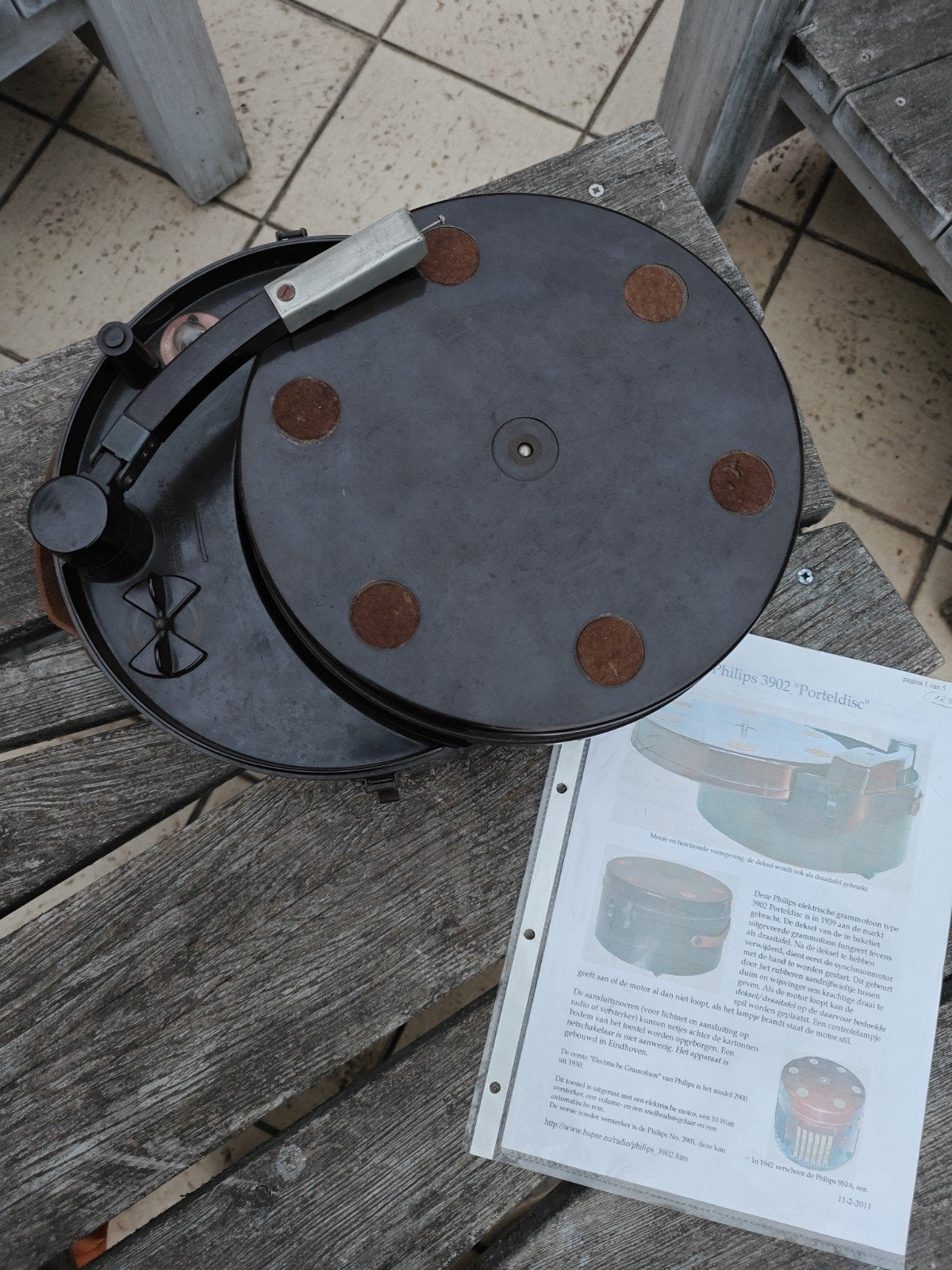 Philips 3902 "Porteldisc" Draagbare Platenspeler, Ophalen