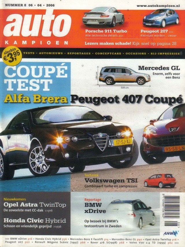 Autokampioen 8 2006 : Peugeot 407 Coupe - Alfa Romeo Brera, Ophalen of Verzenden, Gelezen, Algemeen
