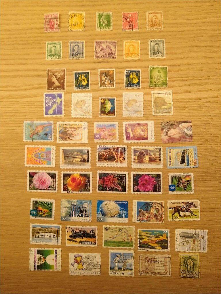 50 postzegels australie / nieuw-zeeland, Verzenden, Gestempeld
