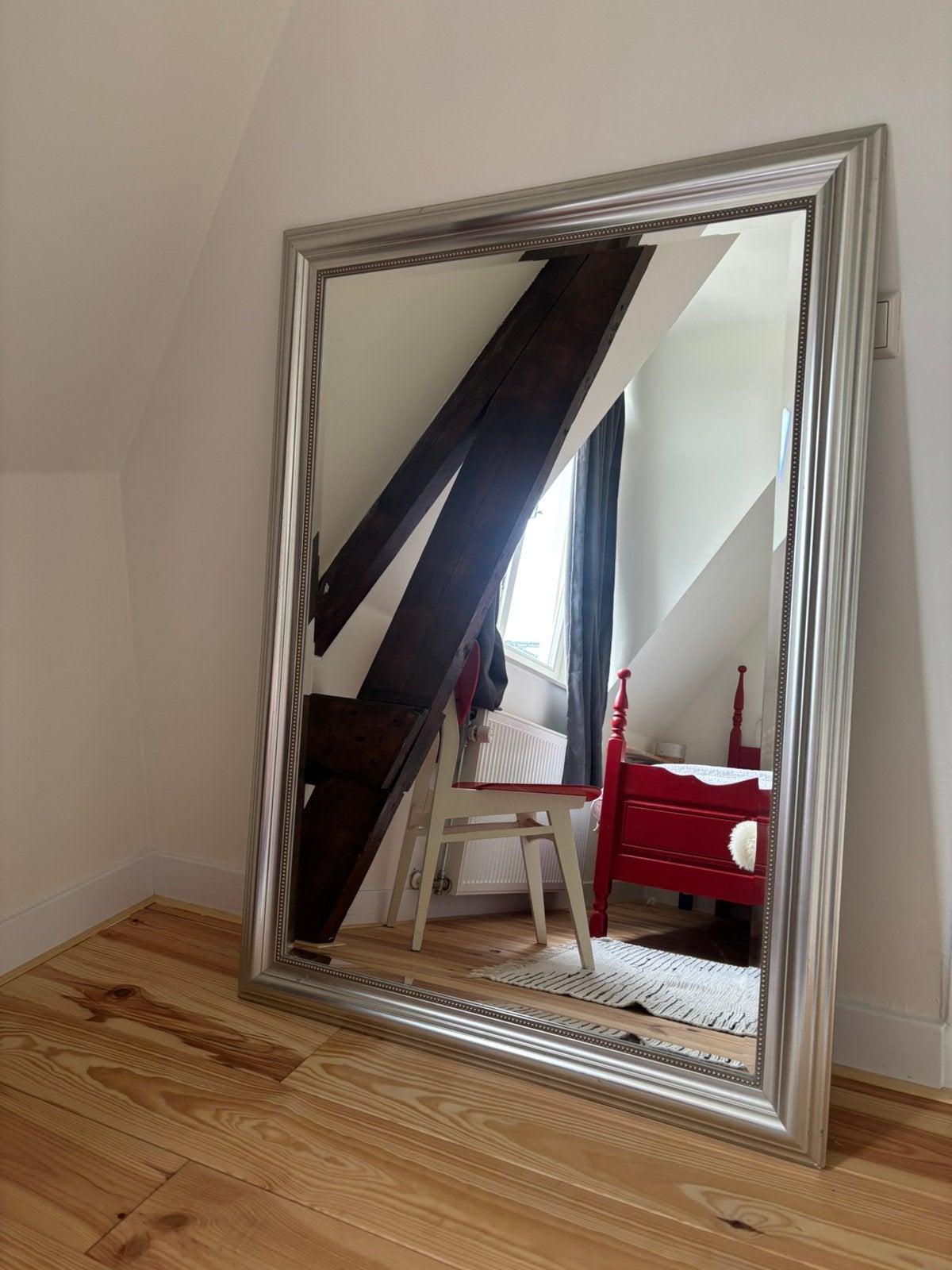 Grote zilvere spiegel, Huis en Inrichting, Ophalen, Zo goed als nieuw, Rechthoekig, 125 cm of meer